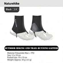 Naturehike 1雙戶外登山健行越野跑防護套，輕量透氣貼身防水 - 黑色 - 查看 12
