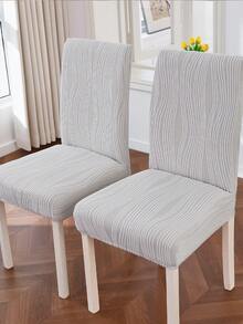 1/2/4/6pcs Jacquard Stretch Dining Chair Cover Set, Dark Color Full Coverage Elastic Chair Slipcover, Washable Soft Velvet Chair Protector, Suitable For Kitchen, Dining Room, Party, Wedding - Light Grey - View 6