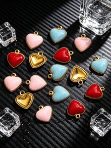 20pcs Stainless Steel 18K Gold Plated Pendants: Red Heart Shaped Pendant, Earrings, Bracelet And Necklace - DIY Jewelry Making Supplies - Pendants - View 1