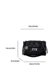 Dedoo Quilted Chain Strap Bag, High-End Fashion Shoulder Crossbody Casual Commuter Handbag - Black - View 8