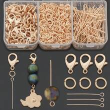 300/350/380pcs DIY Jewelry Making Head Pins With Lobster Clasp, 9-Pin, Jump Rings, Cuttable And Bendable Beading Pins, Suitable For DIY Hand Accessories, Necklace, Hair Clip Decorations, Earring Connector Pins, Spring Clasps, Bag Accessories Making Materials, DIY Jewelry Making Accessories - Lobster Claw Clasp & 9-pin & Jump Ring - View 1