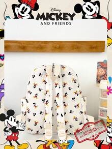 1pc Official Disney Mickey Mouse All Over Print Backpack, Cartoon Pattern School Day Bag With Mickey Head Patch On Front Pocket, Multi-Pocket Casual Backpack, Suitable For Girls/Students/Young People/Fans, Perfect For Back To School, Fashion Campus Commute, Weekend Outings, Theme Park Visits And Daily Casual Activities - Multicolor - View 9
