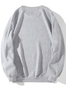 SU ER Men's Casual Crew Neck Sweatshirt, Autumn/Winter, Street Style Essential - Light Grey - View 6
