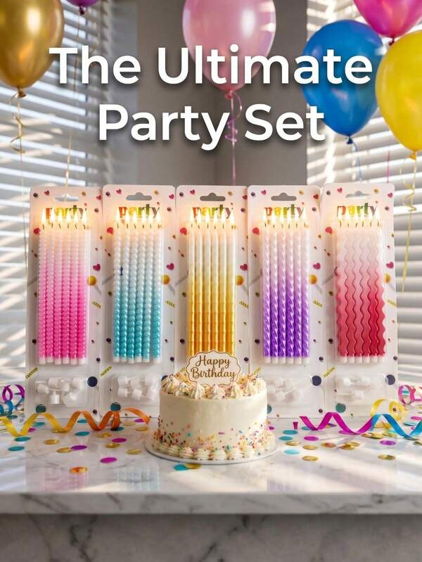1 Caja de 6 piezas de velas para pastel de cumpleaños y aniversario, 6 piezas/caja, decoración de pastel, velas en espiral, velas curvas, velas doradas, velas plateadas, velas retorcidas, velas arqueadas, adecuadas para cumpleaños, boda, vacaciones, suministros para fiestas, temporada de regreso a la escuela