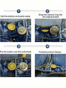 Pants Button Extender, Adjustable Waistband Buckle, Waist Extension Button, Random Color, No-Sew Button, Easy To Use, No Tools Needed, Elastic Material, 0.71 Inch Extension Length - Multiple Styles - View 8