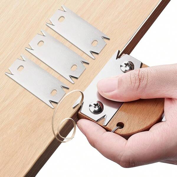 DRAXZOR Edge Banding Trimmer, Upgraded Veneer Edge Trimmer With Wooden Handle And 3 Replacement Blades, Edge Band Cutter Tool For Woodworking, Veneer, PVC, Laminate, Plywood, Melamine