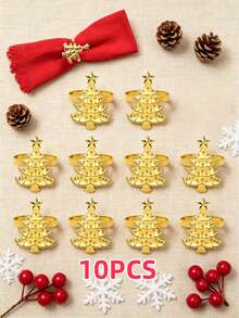 Christmas Napkin Rings, Christmas Table Decor, 2-50pcs Elegant Christmas Tree Napkin Rings, Green Christmas Tree Napkin Rings, Suitable For Birthday, Farmhouse, Wedding, Thanksgiving, Perfect For Buffet Table Decoration - Multicolor - View 27