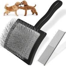 2PCS Slicker Brush For Dogs & Pet Stainless Steel Comb, Professional Dog Grooming Brush (Goldendoodles, Poodles, Labradoodles) With Extra Long Pins To Effectively Remove Tangles, Knots And Mats - View 9