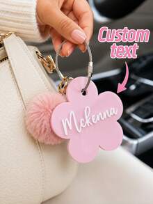 Personalized Flower Keychain With Name, Custom Acrylic Key Ring, Cute Bag Charm Accessory, Handbag Decoration, Birthday Gift For Women - Multicolor - View 7