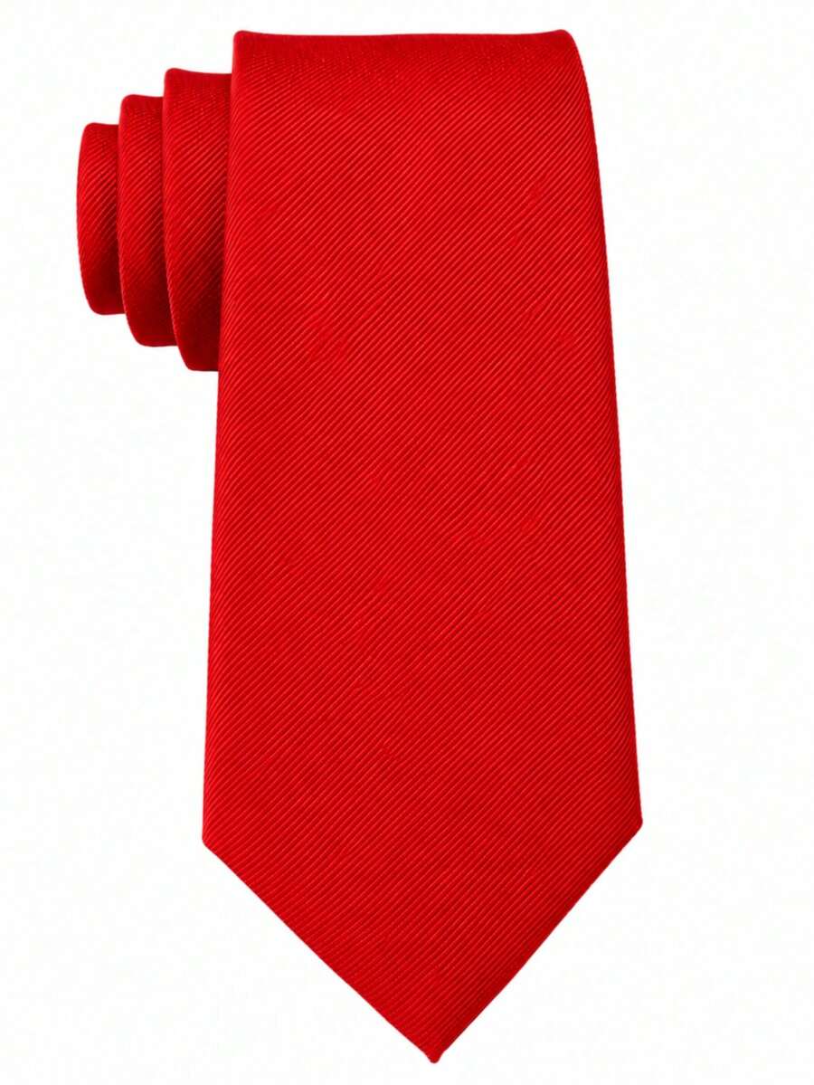 1 pieza Corbata versátil de color azul claro con rayas finas para hombre - Rojo - Ver 1