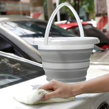 Secchio pieghevole - Secchio in silicone pieghevole - Portatile, salvaspazio, durevole, facile da pulire - Perfetto per il lavaggio dell'auto, la pesca all'aperto, i viaggi, lo stoccaggio domestico e l'organizzazione degli articoli per la casa - Secchio pieghevole - Visualizzare 4