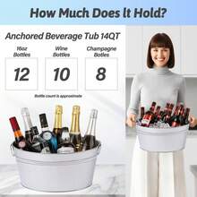 2Pack Large 3.6 Gallon Galvanized Ice Buckets With Carry Handles,  Ice Bucket For Parties, Mimosa Bars, Beverage Tubs, And Beverage Stations For Champagne, Cocktails, Beer, Wine - View 4