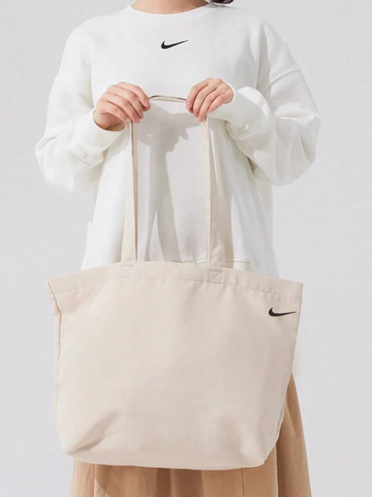 Nike Heritage 22L Casual Simple Open Closure Large Capacity Polyester Tote Bag Shopping Bag Shoulder Bag Unisex Oatmeal Color - Oatmeal Color - View 1