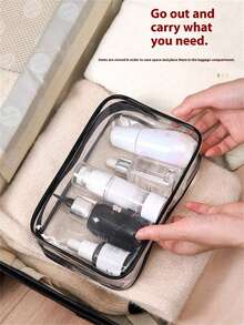 Large Capacity Zipper Cosmetic Travel Organizer Bag - High Quality Makeup Bag, Toiletry Bag, Lightweight PVC Material, Easy To Clean Zipper Design, Suitable For Gym, Vacation, Commuting, Fashion Minimalist Design, Beauty Essential - Clear - View 5