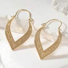 DIYCCPC Bohemian Geometric Hollow Earrings, Creative Jewelry For Beach Vacation Strolls - Gold - View 8