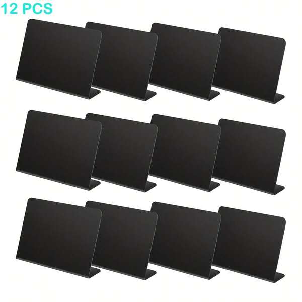 12pcs L-Shaped Erasable Price Tags Mini Chalkboard Food Display Stands Tabletop Signage Mini Small