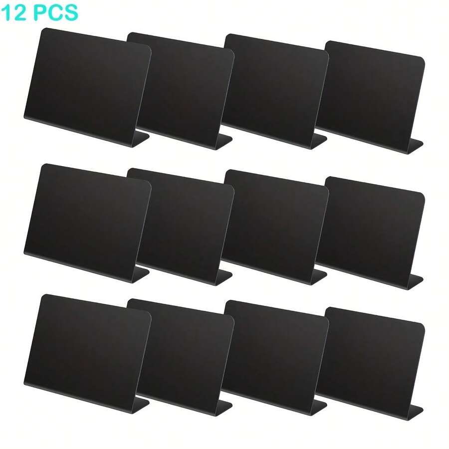 12pcs L-Shaped Erasable Price Tags Mini Chalkboard Food Display Stands Tabletop Signage Mini Small - Chalkboard - View 1