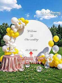 Fondo redondo personalizable (soporte no incluido), patrón/logo/texto imprimible, duradero, adecuado para bodas, fiestas de cumpleaños, bautizos, accesorios de cabina fotográfica y decoraciones de fiesta, diseño redondo moderno, textura suave, fondo redondo - Multicolor - Ver 4