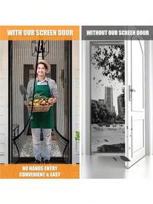 Self-Magnetic Self-Sealing Mosquito Net Door Curtain - Auto-Closing Magnetic Mesh Curtain, Suitable For All Seasons, Fits Front Door/Back Door, Patio And Balcony, Easy Installation - Multicolor - View 4