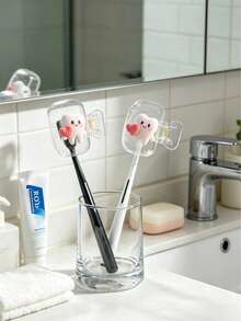 Heart-Shaped Tooth Pattern Portable Combination Set Toothbrush Holder Protective Cover, Portable Toothbrush Case, Travel Toothbrush Storage Box, Portable Toothbrush Head Protective Clip, Toothbrush Storage Clip, Home And Travel Dust-Proof Toothbrush Protective Cover, Suitable For Home And Travel Use, Travel Toothbrush Storage Clip, Protect Your Toothbrush Cleanliness And Care For Your Oral Health - A - View 1