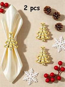 Christmas Napkin Rings, Christmas Table Decor, 2-50pcs Elegant Christmas Tree Napkin Rings, Green Christmas Tree Napkin Rings, Suitable For Birthday, Farmhouse, Wedding, Thanksgiving, Perfect For Buffet Table Decoration - Multicolor - View 26