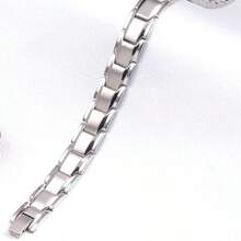 Brazalete de acero inoxidable minimalista versátil y de moda - Plateado - Ver 4
