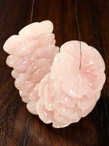 1PC Elegant Rose Quartz Carved Flower Pendant, Healing Natural Crystal Accessory, Suitable For Jewelry Making, DIY Necklace And Waist Chain Material, Valentine's Day Gift - Carved Flowers - View 4