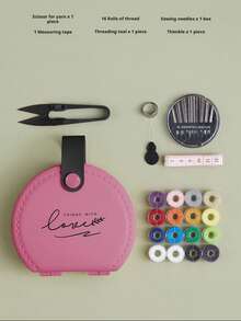 1 pieza Caja de costura rosa, albaricoque, verde, kit de costura multifuncional y de alta calidad, práctico para uso doméstico, caja de almacenamiento de dormitorio de alta gama, juego de costura - Talla única para todos - Ver 6