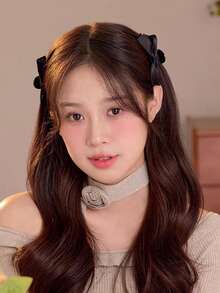 2件組女款水鑽蝴蝶結髮夾，韓系校園時尚髮飾，適合女性日常配戴、上學、派對 - 彩色 - 查看 3