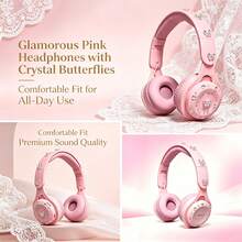 Gerripuer New Macaron Full-Ear Bluetooth Headphones, Telescopic Foldable, Girls Phone Music Fashion HIFI Deep Bass HD Call Portable Affordable Gift Wireless Bluetooth Earphones - Pink - View 3