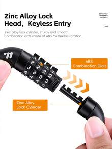 WEST BIKING 1.5m Bicycle Helmet Lock Combination Steel Cable Lock Portable Mini Zinc Alloy Keyless Anti-Theft Lock Scratch-Resistant Rust-Proof Thin Lock Head Suitable For Mountain Bike Road Bike Helmet Lock - Multicolor - View 6