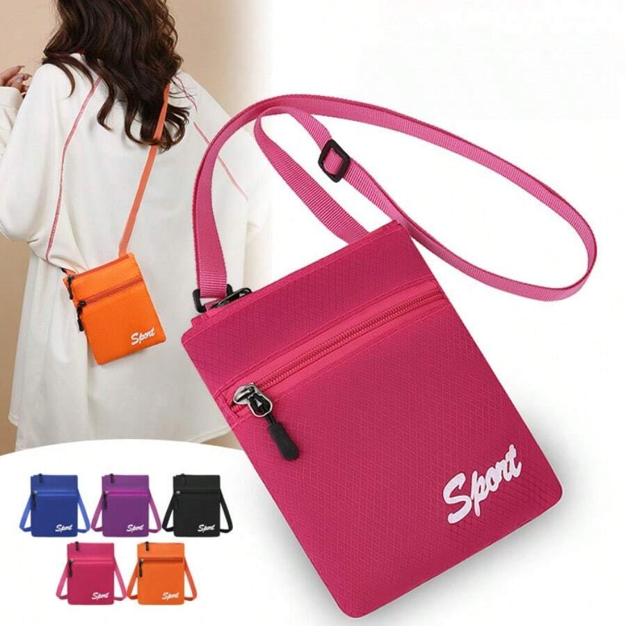 1pc Women's Mini Crossbody Phone Bag, Lightweight Sports Phone Pouch, Vertical Neck Hanging Portable Key Coin Purse - Multicolor - View 1
