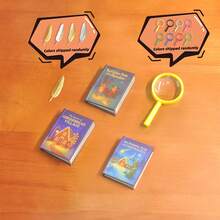 Premium Miniature Christmas Book Set Of 5 – 3 Festive Story Mini Books With Magnifier & Feather Bookmark, Incredible Readable Detail, Dollhouse Decor Accent, Bookshelf Ornament, Holiday Gift For Collectors - 5Pcs - View 5