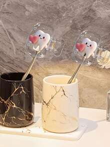 Heart-Shaped Tooth Pattern Portable Combination Set Toothbrush Holder Protective Cover, Portable Toothbrush Case, Travel Toothbrush Storage Box, Portable Toothbrush Head Protective Clip, Toothbrush Storage Clip, Home And Travel Dust-Proof Toothbrush Protective Cover, Suitable For Home And Travel Use, Travel Toothbrush Storage Clip, Protect Your Toothbrush Cleanliness And Care For Your Oral Health - A - View 4