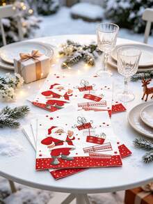 20pcs/1pc Santa Claus And Gift-Patterned Napkins-Convenient, Decorative Paper Napkins For Christmas Dining Tables; Suitable For Use In Homes, Restaurants, Hotels, And Cafes During Christmas And New Year's Celebrations. - One Size Fits All - View 7