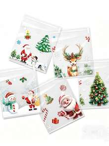 100pcs New 5-In-1 Christmas Transparent Self-Adhesive OPP Packaging Bags, Suitable For Holiday Party Gift Wrapping And Gifting - Christmas Gift Bag - View 6