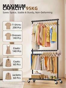 Freestanding Clothes Rack For Home, For Bedroom, Portable Clothes Rack, Simple Clothes Hanger For Dorm, Floor Standing Clothes Rack For Balcony - 100*40*182CM - View 4