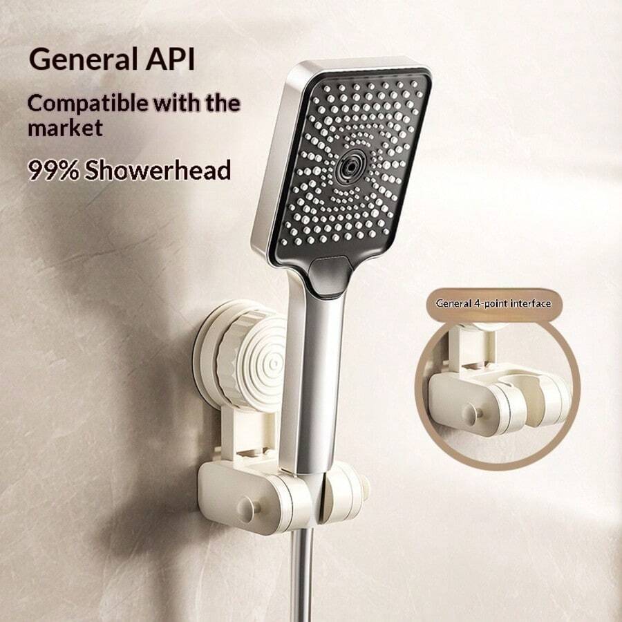 1pc Adjustable Shower Head Holder With Movable Suction Cup, No-Drill Fixed Shower Head Bracket For Home Bathroom - Multicolor - View 1