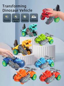Children's Collision Transforming Dinosaur Car, Dinosaur Shaped Transforming Toy Car, Educational Game Model Toy - Multicolor - View 4
