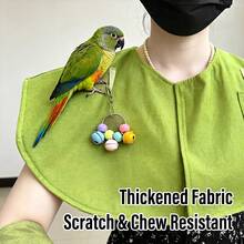 1pc Wide Coverage Parrot Interactive Training Stand With Pocket And Bell Hook, Anti-Bite Anti-Scratch Waste Guard, Suitable For Cockatiel, Lovebird And Myna Parrot Indoor Daily Interaction - View 4