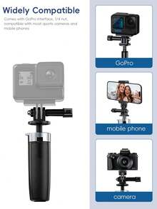 Ultra-Portable Pocket Mini Tripod Handheld Camera Grip, Press-To-Open Stable Wide-Foot Support Stand, 1/4" Screw Interface, Lightweight Carbon Fiber Support, Suitable For Smartphones And Action Cameras, Ideal For Outdoor Travel Vlog Recording - View 3