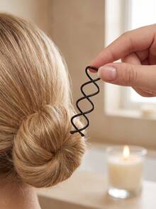 10pcs Black Metal Spiral Twisted Hair Sticks, Non-Slip Hair Bun Hairpins - Multicolor - View 3