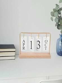 1pc Wooden Creative Gold Perpetual Calendar, Office Desk Calendar, Office Desk Decor, New Home Ornament, Hanging Decoration - Calendar Stand - View 4