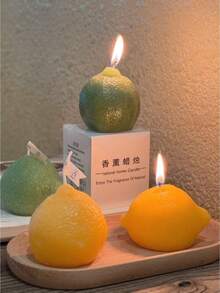 1pc Lemon Scented Candle, Lemon Fragrance, Home Decor Candle, Suitable For Valentine's Day, Wedding, Birthday, Bedroom, Bathroom And Decoration - Multiple Styles - View 5