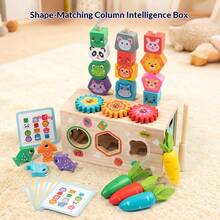 Classification Cognitive Box Children's Geometry Matching Educational Tool Desktop Puzzle Toy 5-In-1 Hand-Eye Coordination Multi-Function Intelligent Cognitive Box Early Childhood Intellectual Development Gift - Multicolor - View 3