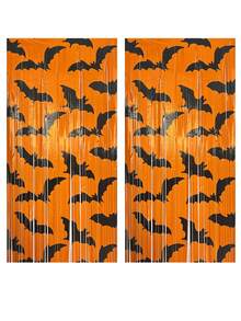 1pc Black And Gold Metallic Bat Tassel Garland - Halloween Bat Tassel Curtain, Durable Plastic Garland Chain Featuring Shiny Orange And Black Bats, Perfect For Halloween Party Decorations, Photo Backdrops, Haunted Houses, And Birthday Party Supplies - Multiple Styles - View 7
