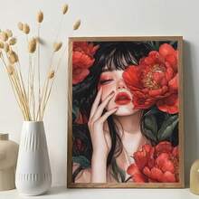 1PC DIY 5D Diamond Painting Kit Beautiful Woman Pattern - Round Full Diamond Art Mosaic Craft, Home Wall Decor, Unframed - No Frame - View 3