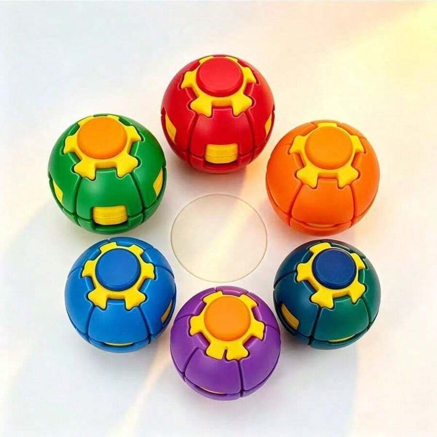 開學季 Gear Cube 紓壓球，可旋轉手指陀螺拼圖玩具，減壓益智腦力訓練教具，適合男孩女孩，可作為教室獎勵或便攜背包配件 - 彩色 - 查看 1