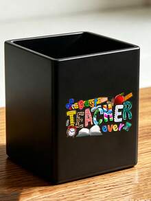 Teacher's Day Main Image Print Multifunctional Storage Box, Teacher's Day Office Essential, Desktop Organization Tool, Desktop Storage Tube, Business A5 Notebook, Office Meeting Notes Simple Notebook, Student Bound Notebook, Large Capacity Desktop Storage Box, Makeup Brush Storage Bucket, Pen Holder, Makeup Brush Holder, Can Hold Makeup Brushes, Pens, Remote Controls, Tableware And Small Items, Suitable For Home, Bathroom, Kitchen, Office, Bedroom, Dorm, Desktop, Living Room Compact Space-Saving Storage Supplies, Holiday, Birthday, Back To School Essential - Multicolor - View 12