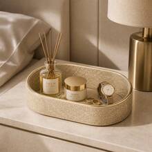 French Style Thin Gold Rim Boat-Shaped Leather Storage Tray, INS Style Premium Desktop Aromatherapy Vase Holder, Entryway Key Remote Control Sundries Organizer, Multi-Functional Home Decorative Tray - View 3